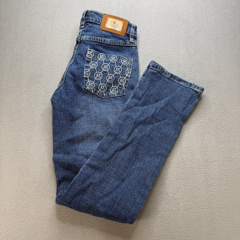 Gazoz Jeans Straight Leg Womens Size 3/4 Blue Ramie Cotton Blend Y2K VTG Style